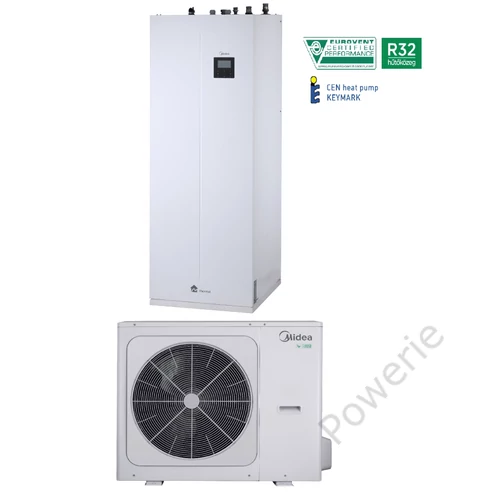Midea M-Thermal levegő-víz osztott hőszivattyú, beépített HMV tartállyal (190l) - 6,2 kW, 1 fázis, Wi-Fi - MHA-V6W/D2N8-B-IWT190