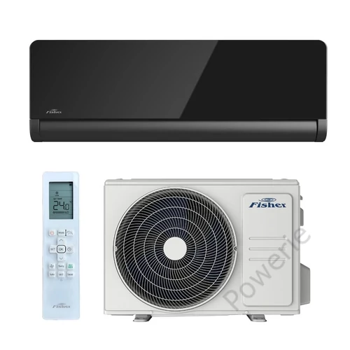 Fisher Art oldalfali split klíma szett, Antracit - Fekete tükrös előlappal - 2,5 kW, Wi-Fi - FSAIF-Art-94AE3-B