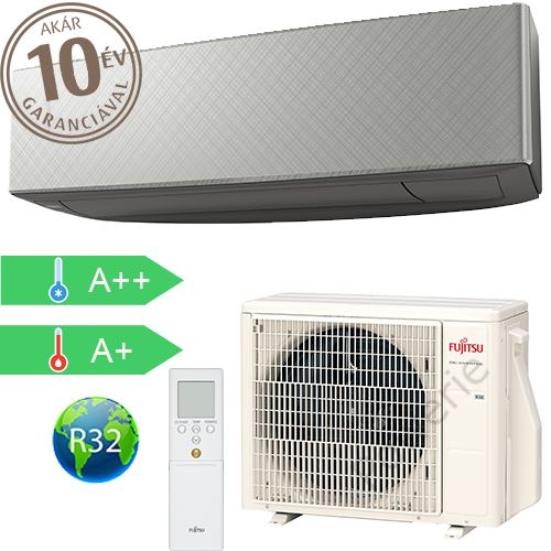 Fujitsu Design oldalfali split klíma szett, ezüst - 2,5 kW  - ASYG09KETEB / AOYG09KETE
